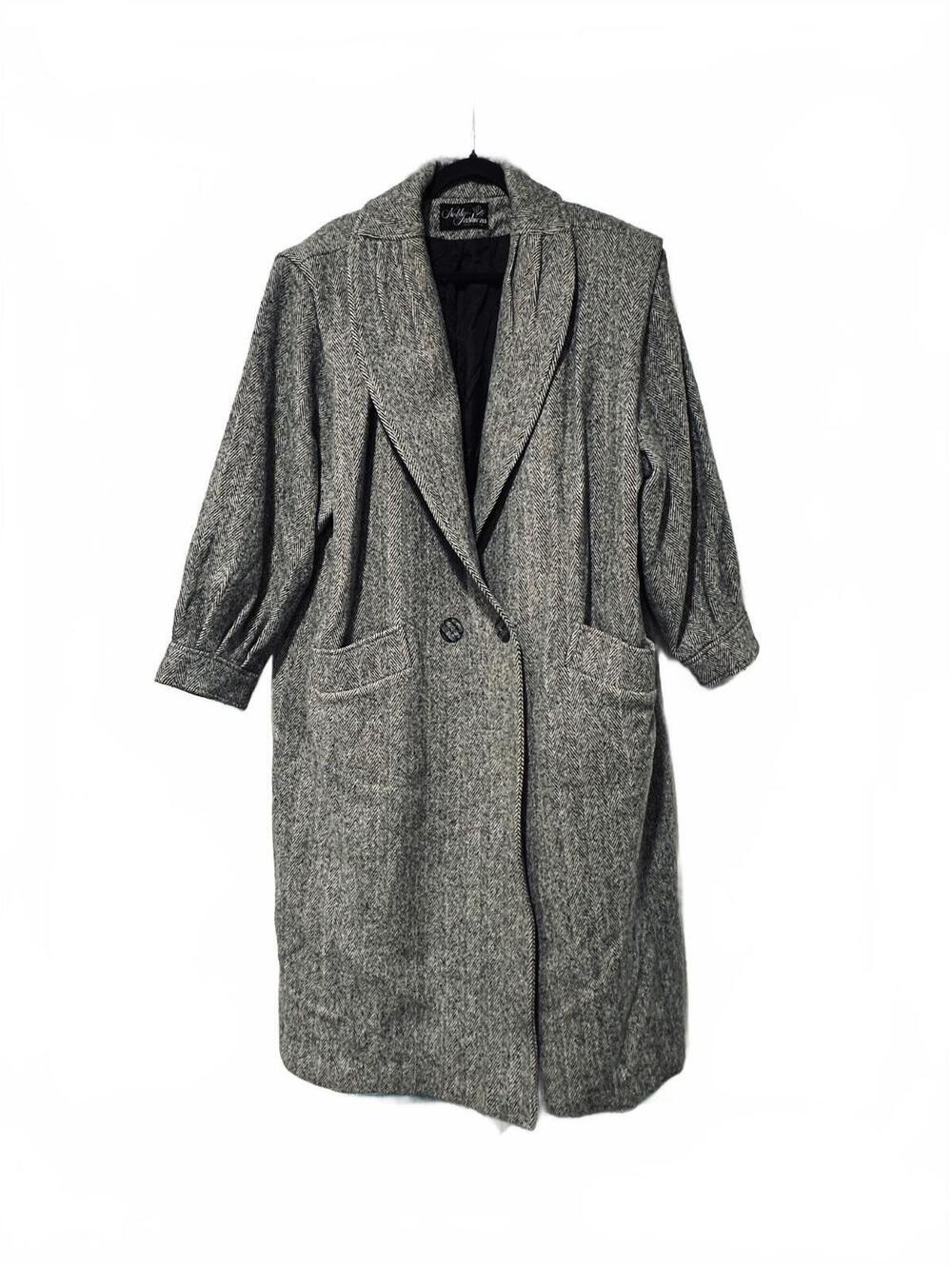 Gray herringbone woo blazer trenchcoat